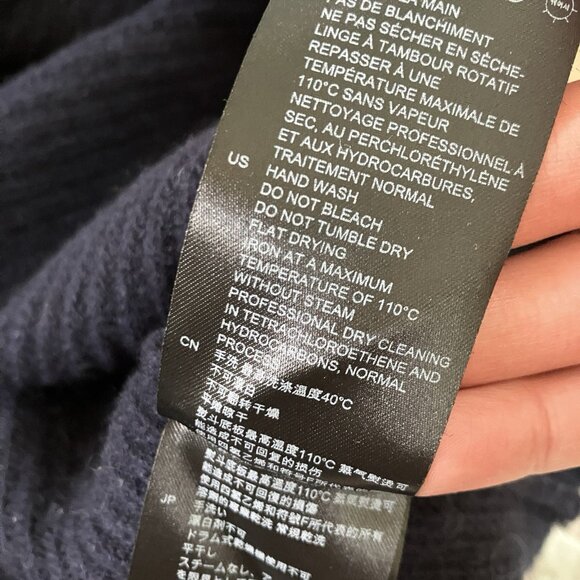 Sandro Paris Wool Lace Insert Sweater Womens 6 Navy Blue Knit Boho Oversized - Picture 8 of 11